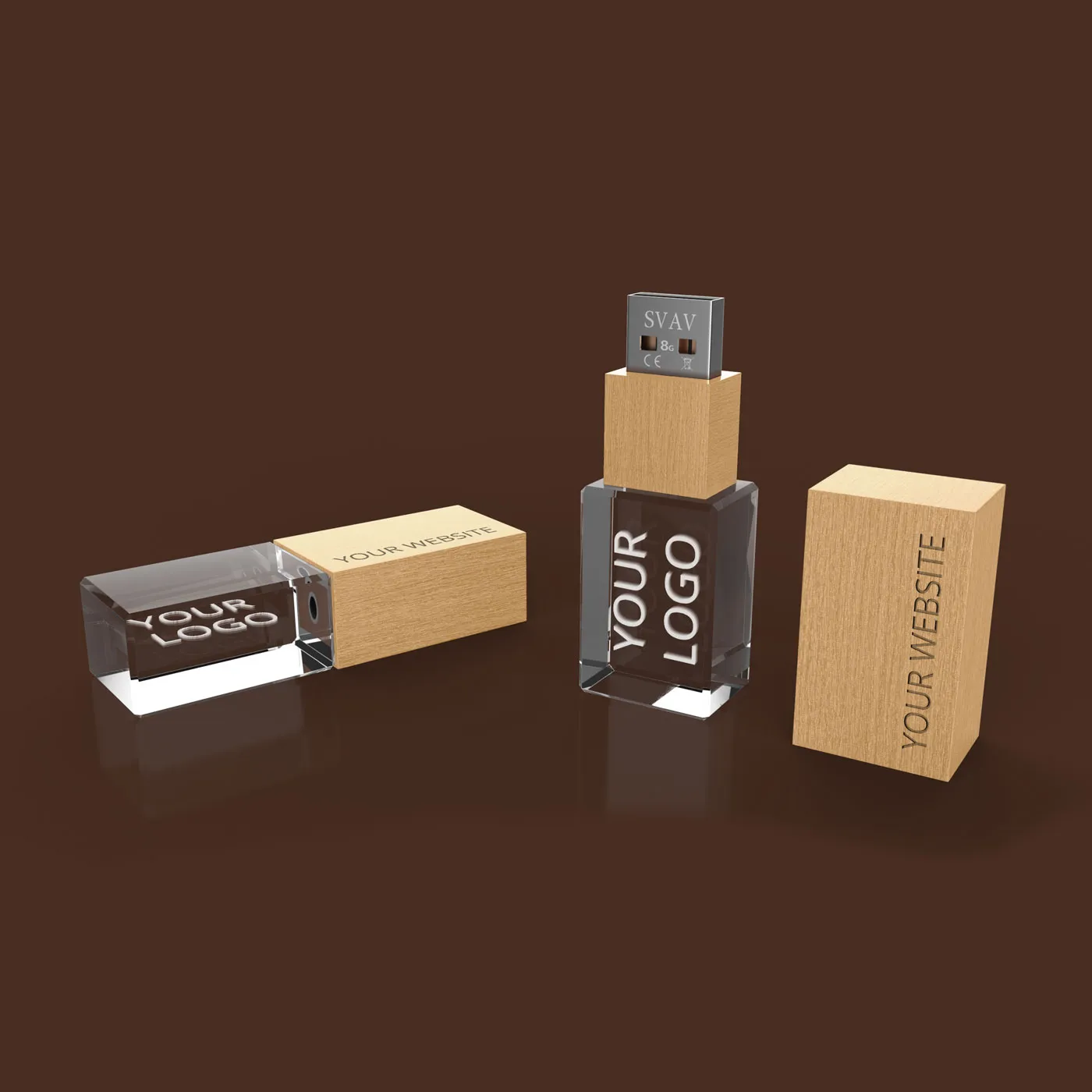 USB-Stick aus Holz und Glas 3Dimensional