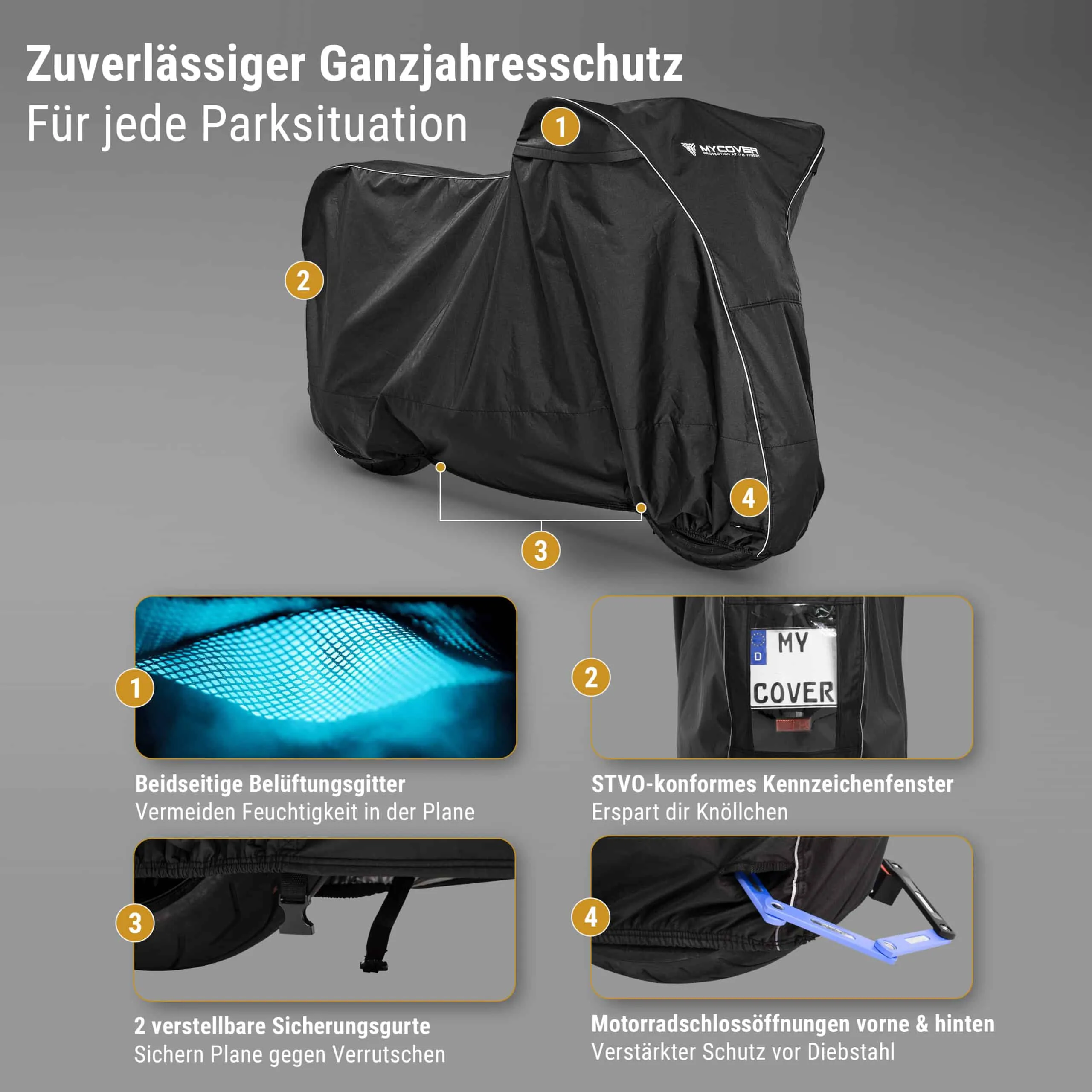 MYCOVER® Premium Outdoor Motorrad Abdeckplane – Bild 7